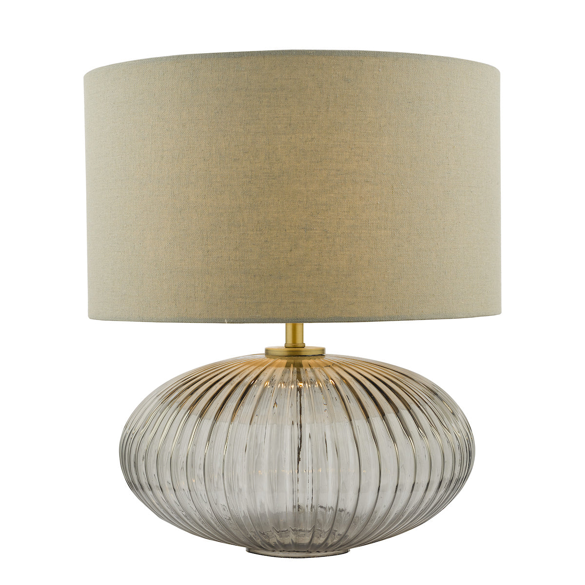 Edmond Table Lamps Smoked Glass Antique Brass Detail With Shade