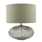 Edmond Table Lamps Smoked Glass Antique Brass Detail With Shade