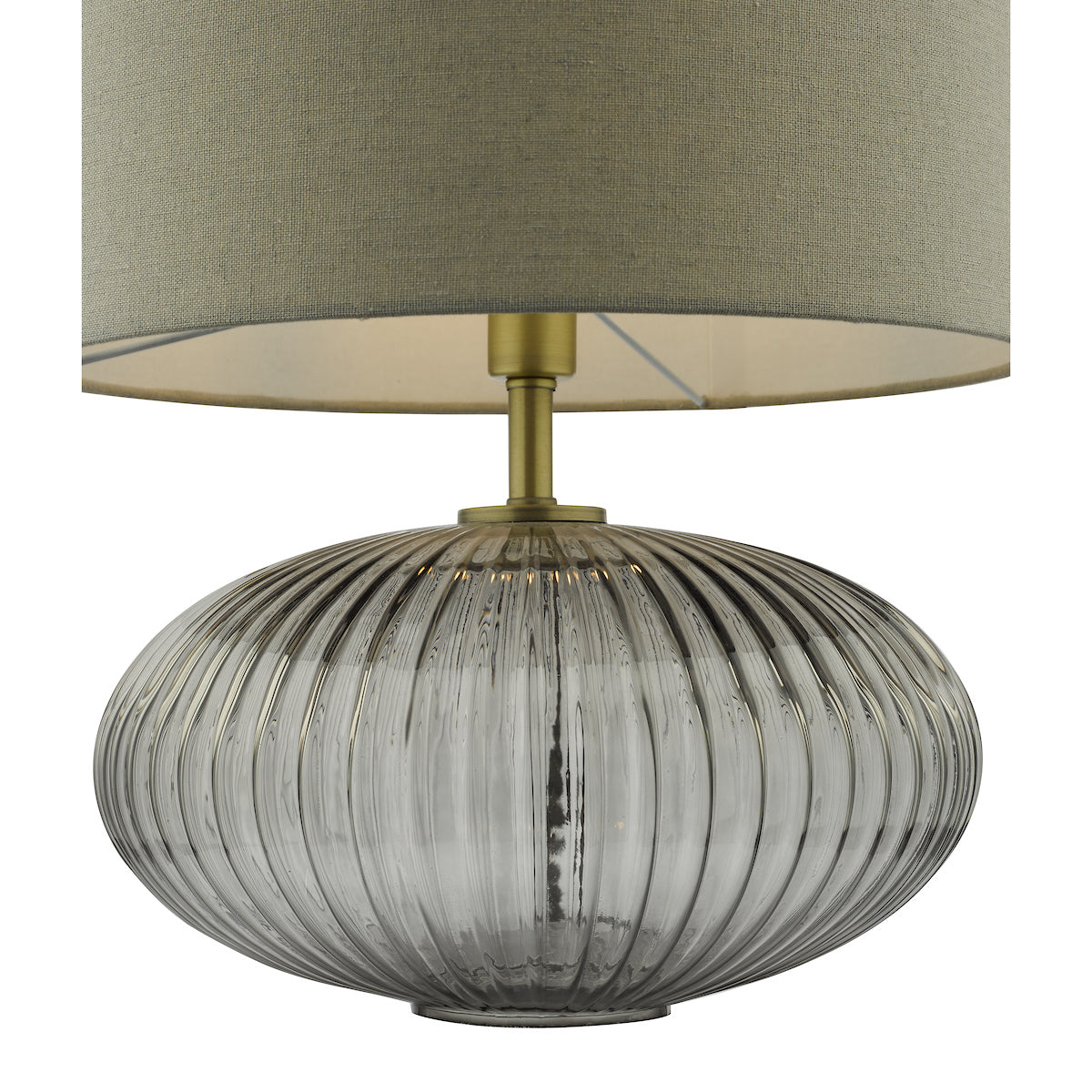 Edmond Table Lamps Smoked Glass Antique Brass Detail With Shade
