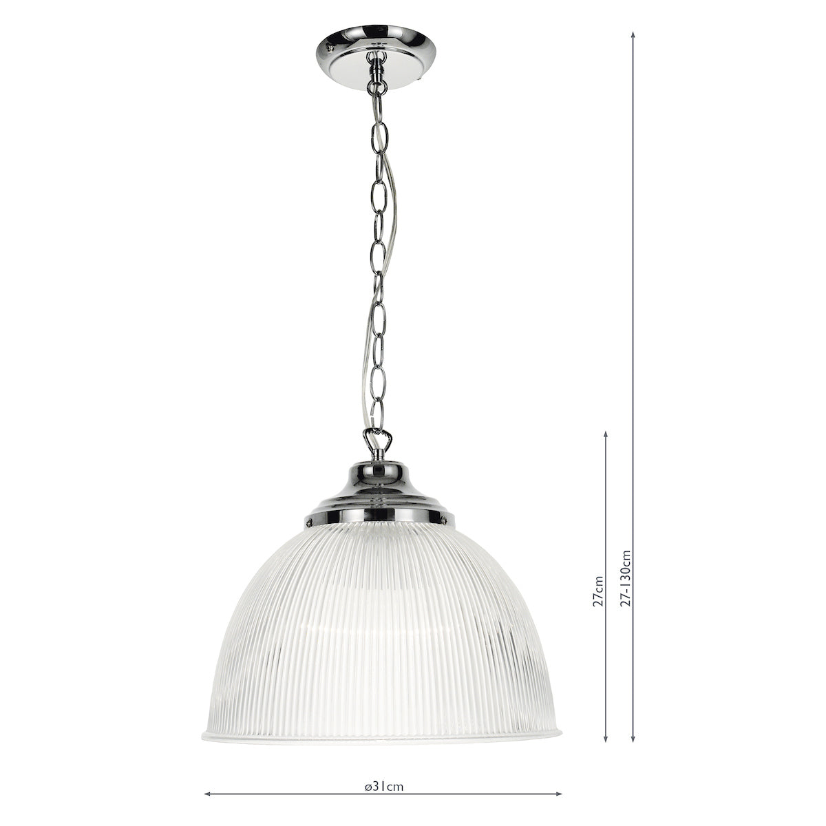Edna Pendant Ribbed Glass Polished Chrome