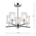 Elba Bathroom 5 Light Semi Flush Polished Chrome IP44
