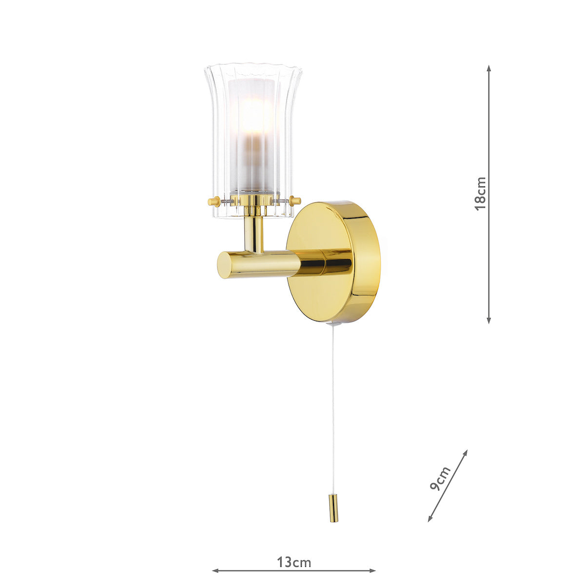 Elba Bathroom Wall Light Polished Gold Glass IP44