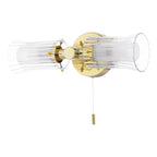Elba Bathroom 2 Light Wall Light Polished Gold Glass IP44