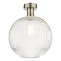 Emerson Semi Flush Antique Chrome Round Ribbed Glass