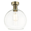 Emerson Semi Flush Antique Brass Round Clear Glass