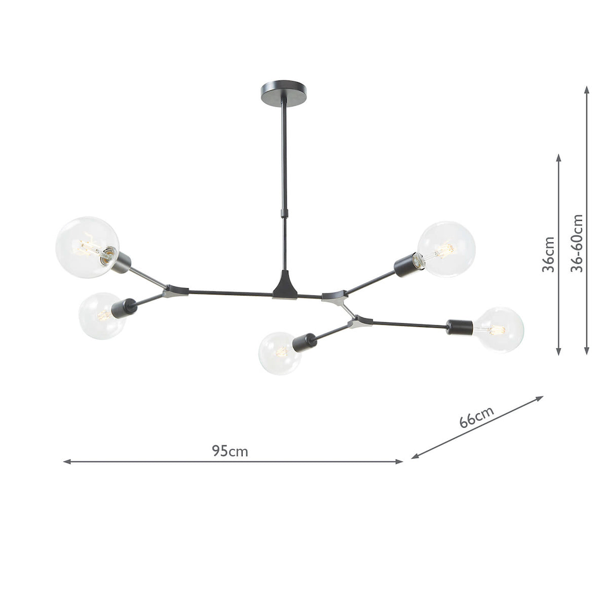 Euphemia 5 Light Pendant Black