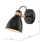 Frederick Single Wall Spotlight Black & Copper
