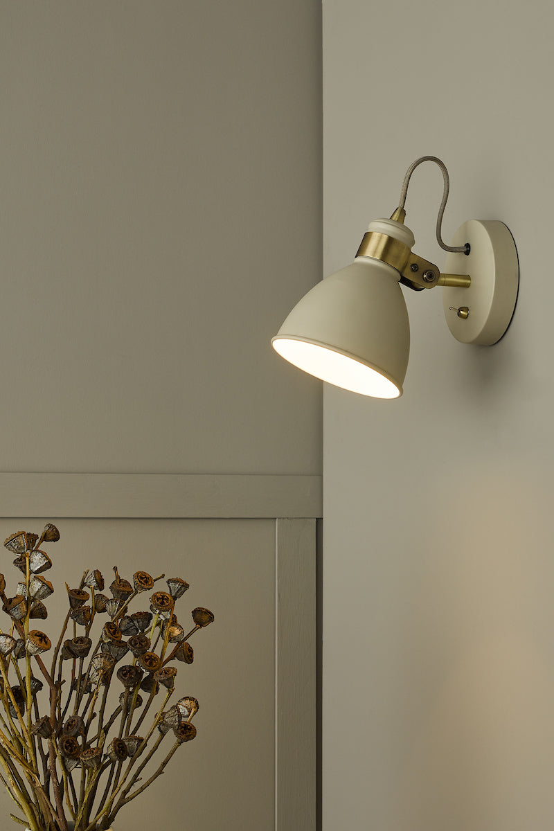 Frederick Single Wall Spotlight Cream Antique Brass