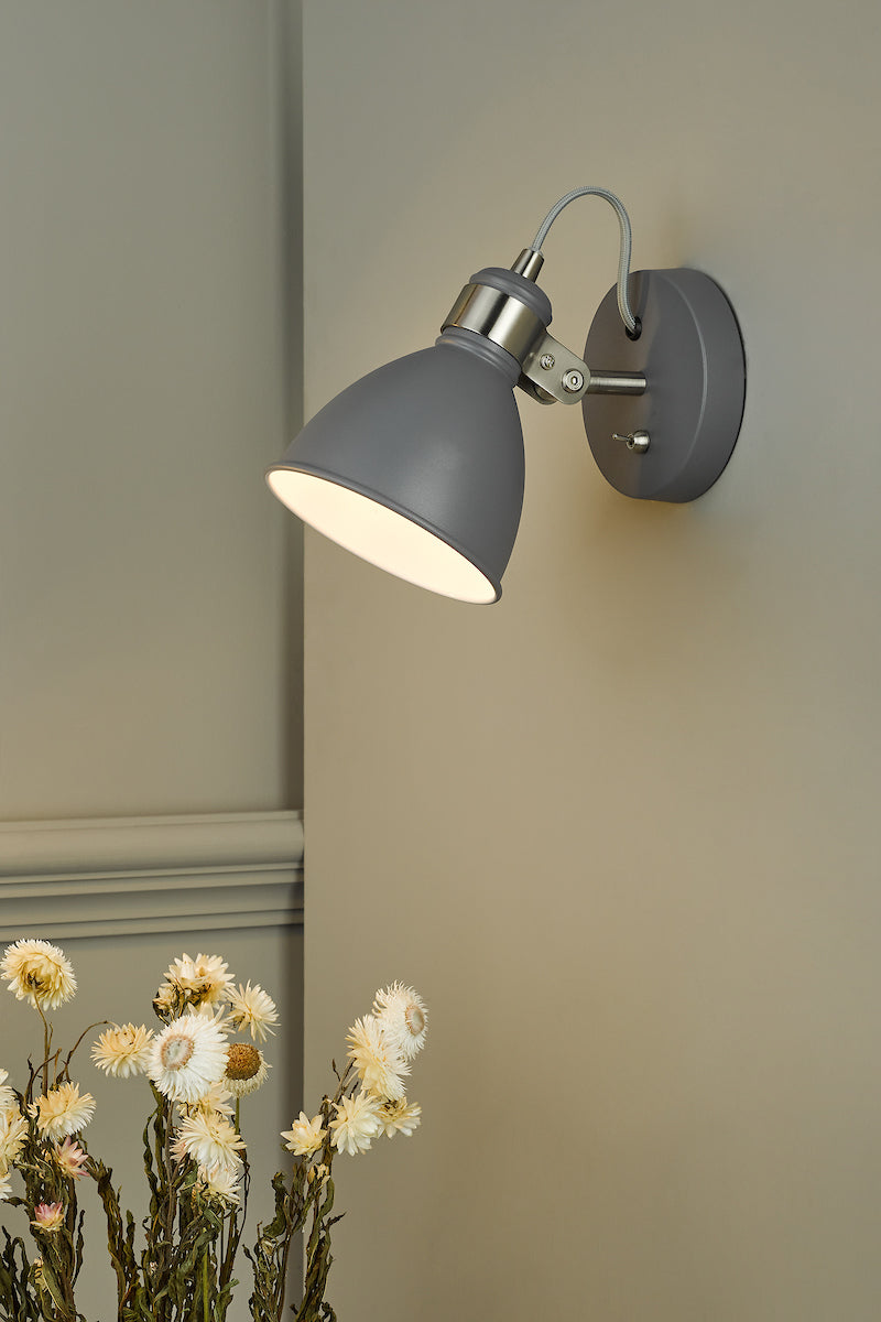 Frederick Single Wall Spotlight Dark Grey Satin Chrome