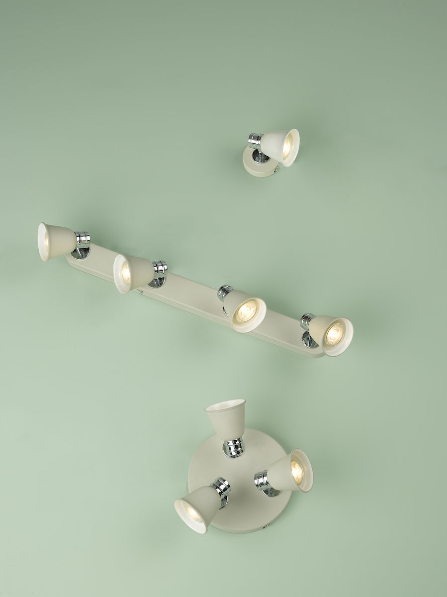 Fry 3 Light Plate Spotlight Cream Polished Chrome
