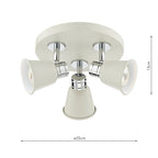 Fry 3 Light Plate Spotlight Cream Polished Chrome