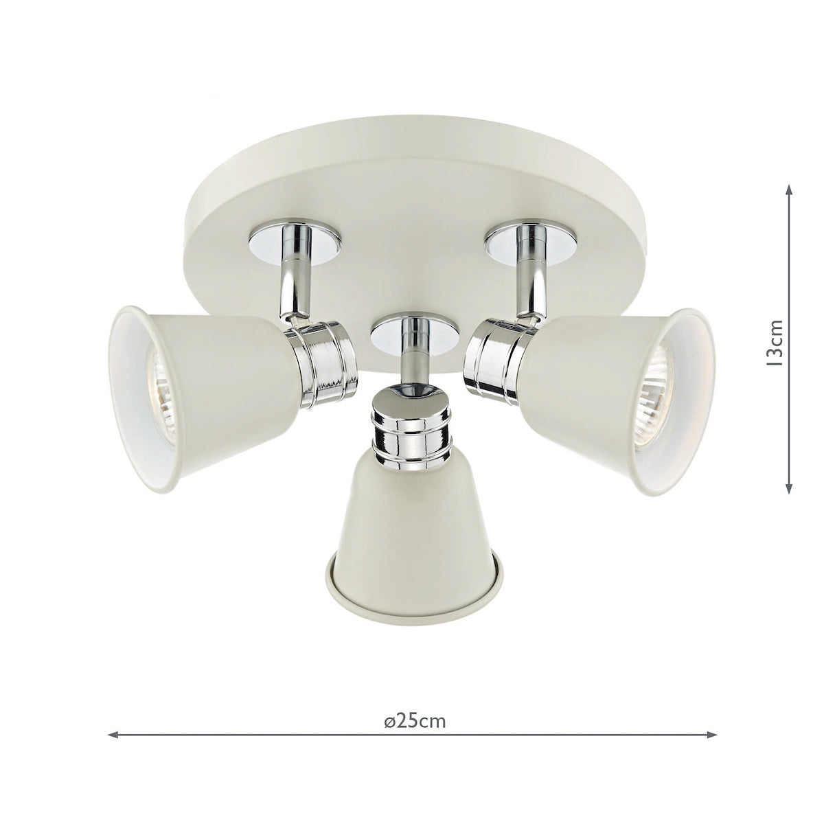 Fry 3 Light Plate Spotlight Cream Polished Chrome