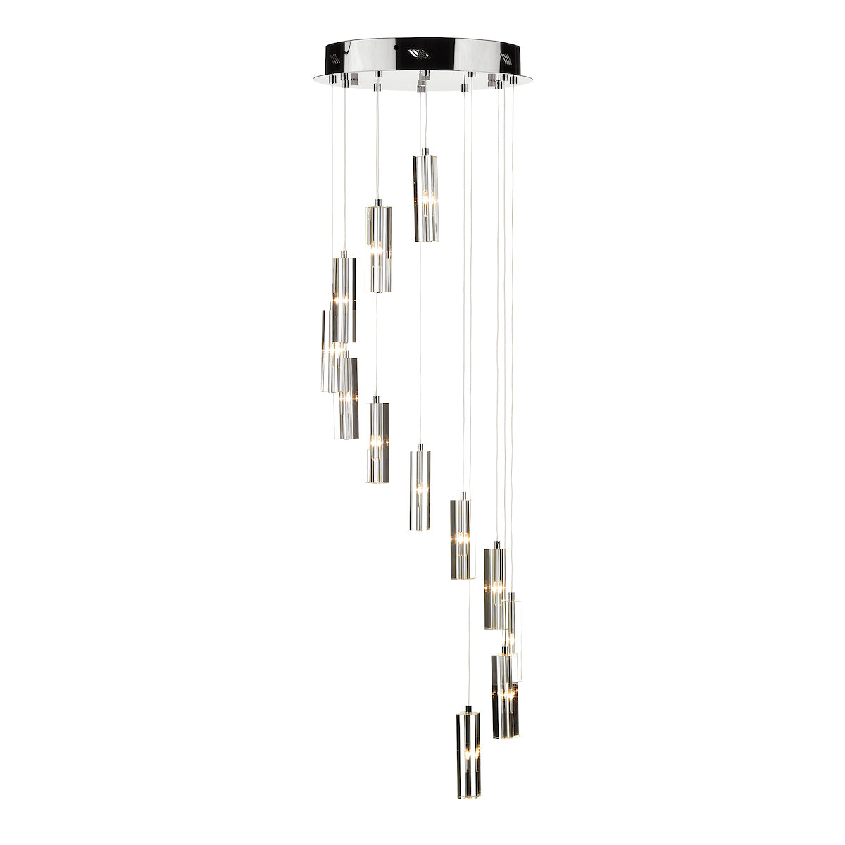 Galileo 12 Light Cluster Pendant Polished Chrome Crystal LED