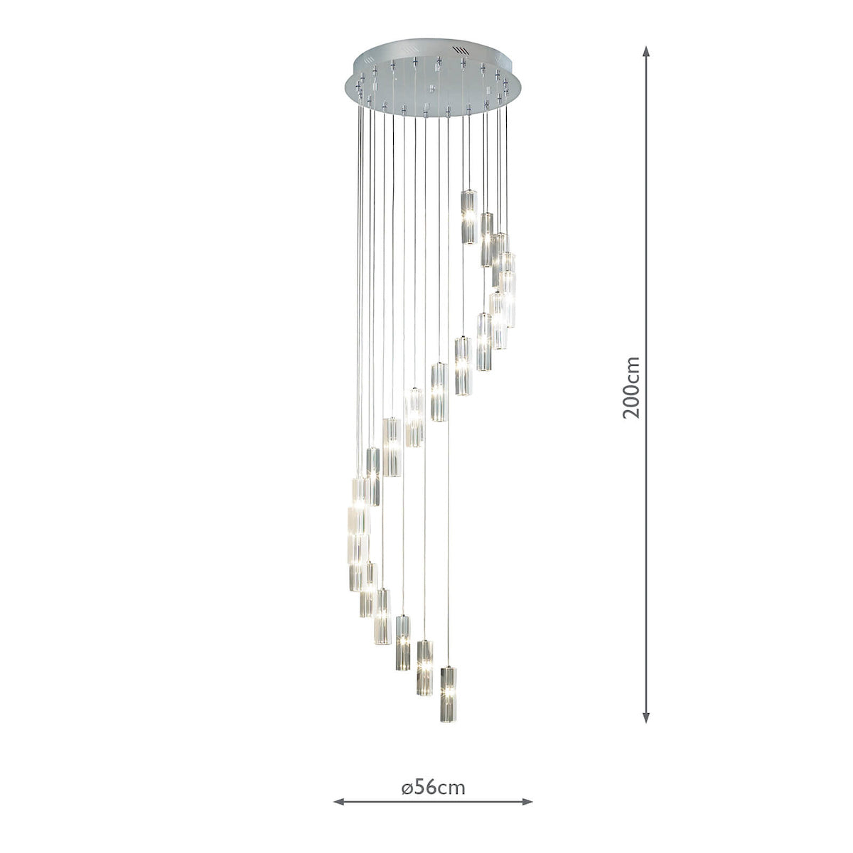 Galileo 20 Light Cluster Pendant Polished Chrome Crystal LED - 2M Drop