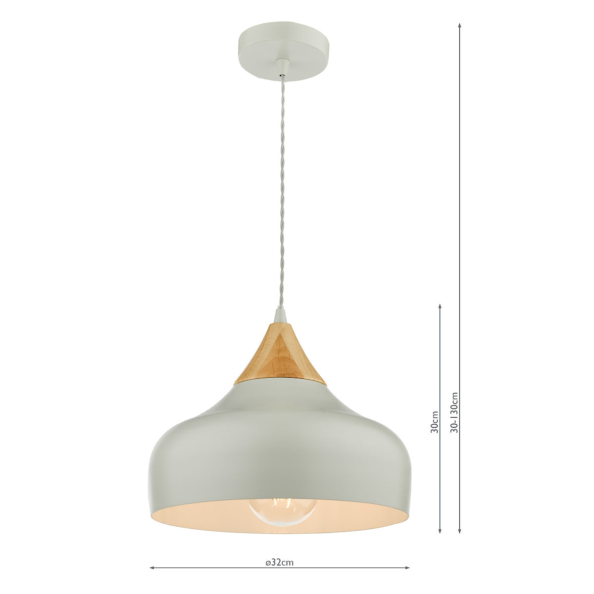 Gaucho 1 Light Single Pendant Grey And Wood