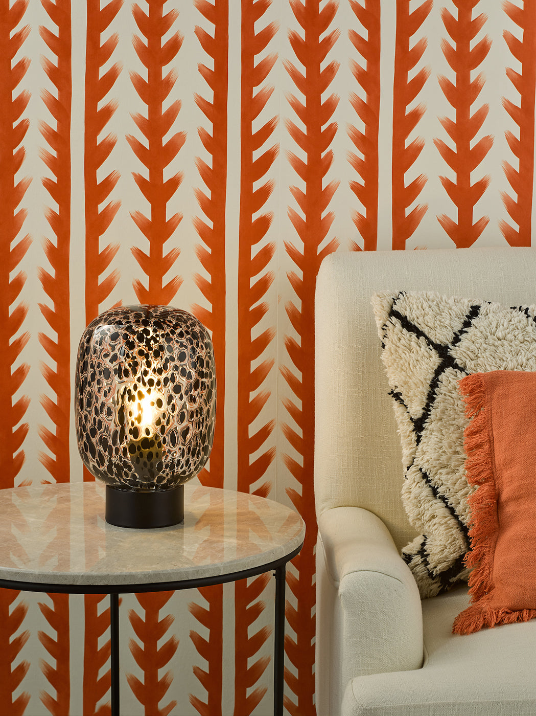 Gethin Table Lamp Black and Black Confetti Glass