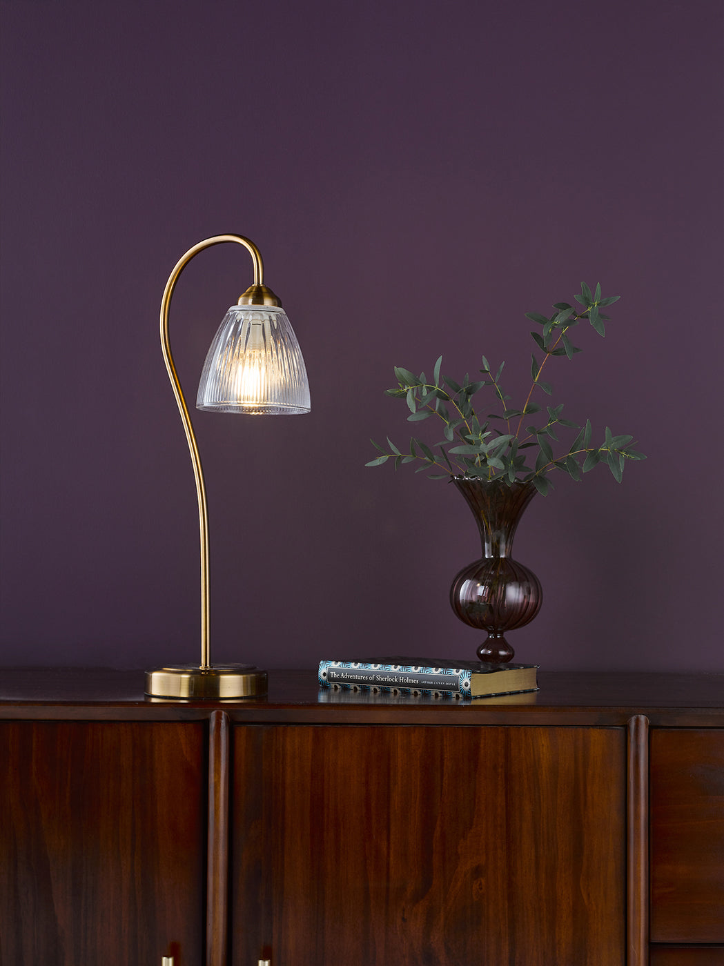 Glynis Table Lamp Antique Bronze and Ribbed Glass