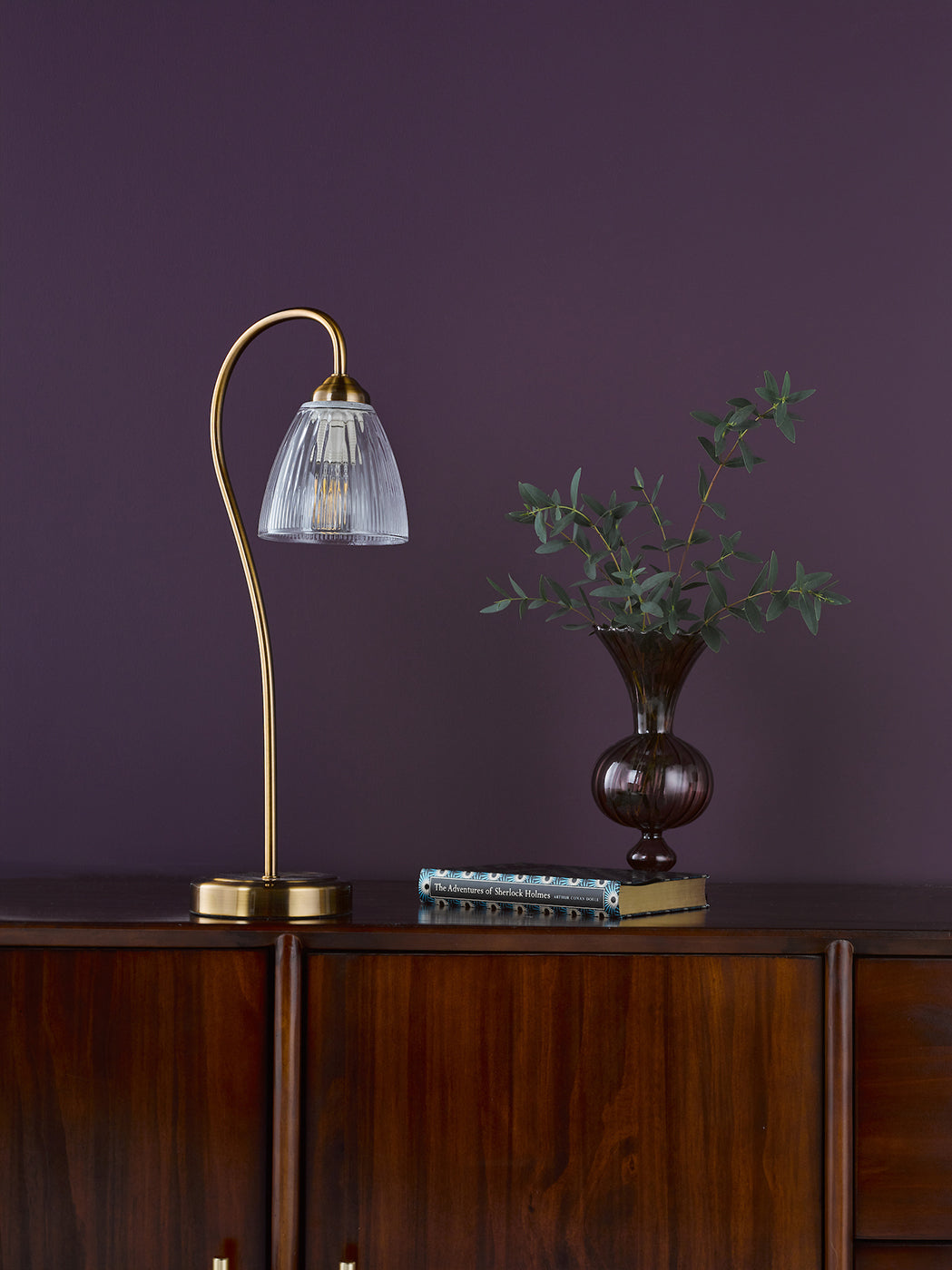 Glynis Table Lamp Antique Bronze and Ribbed Glass