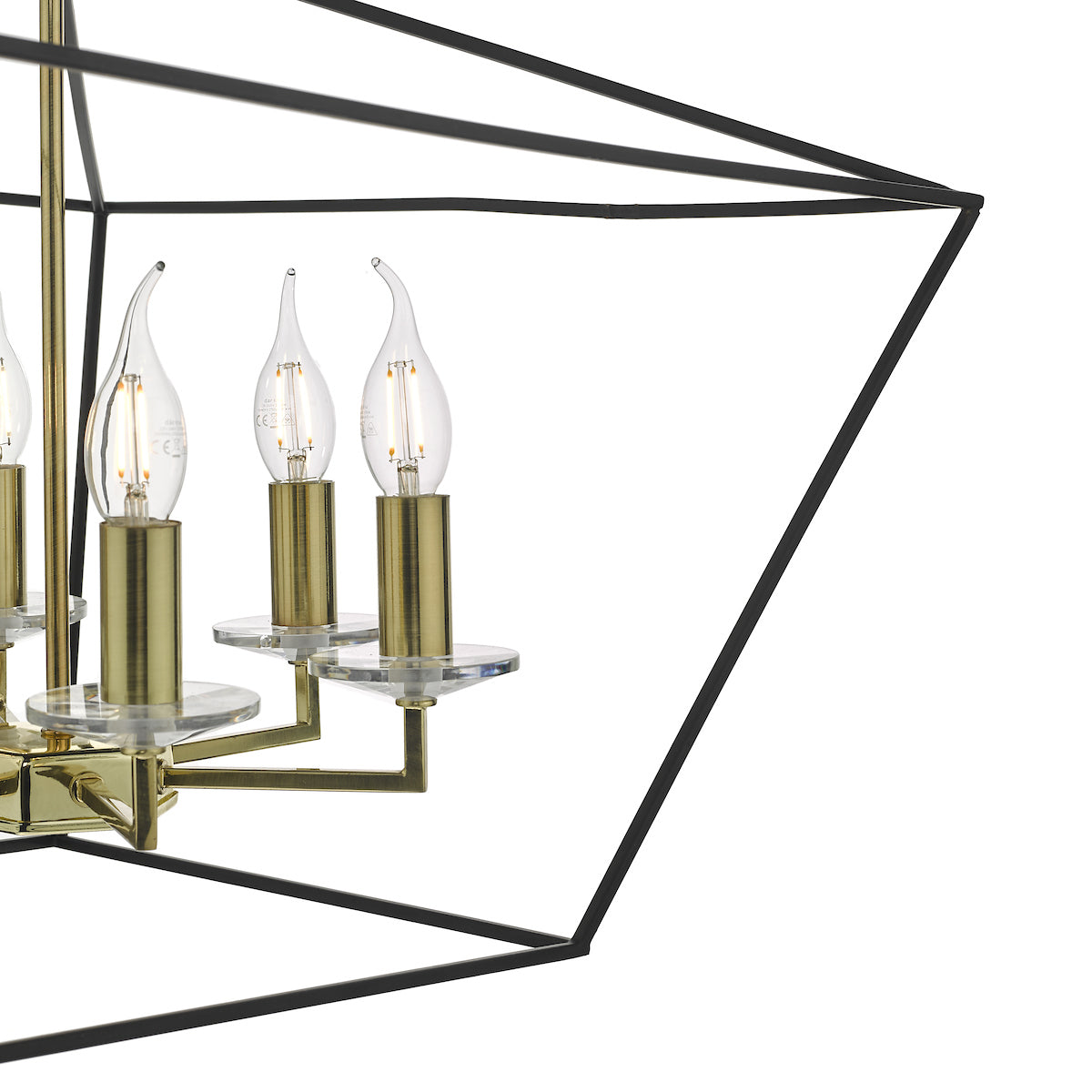 Gretchen Cage 6 Light Pendant Matt Black & Polished Brass