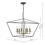 Gretchen Cage 6 Light Pendant Matt Black & Polished Brass