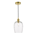 Hadano Pendant Natural Brass With Dimpled Glass Shade