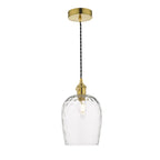 Hadano Pendant Natural Brass With Dimpled Glass Shade
