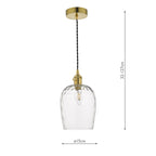 Hadano Pendant Natural Brass With Dimpled Glass Shade