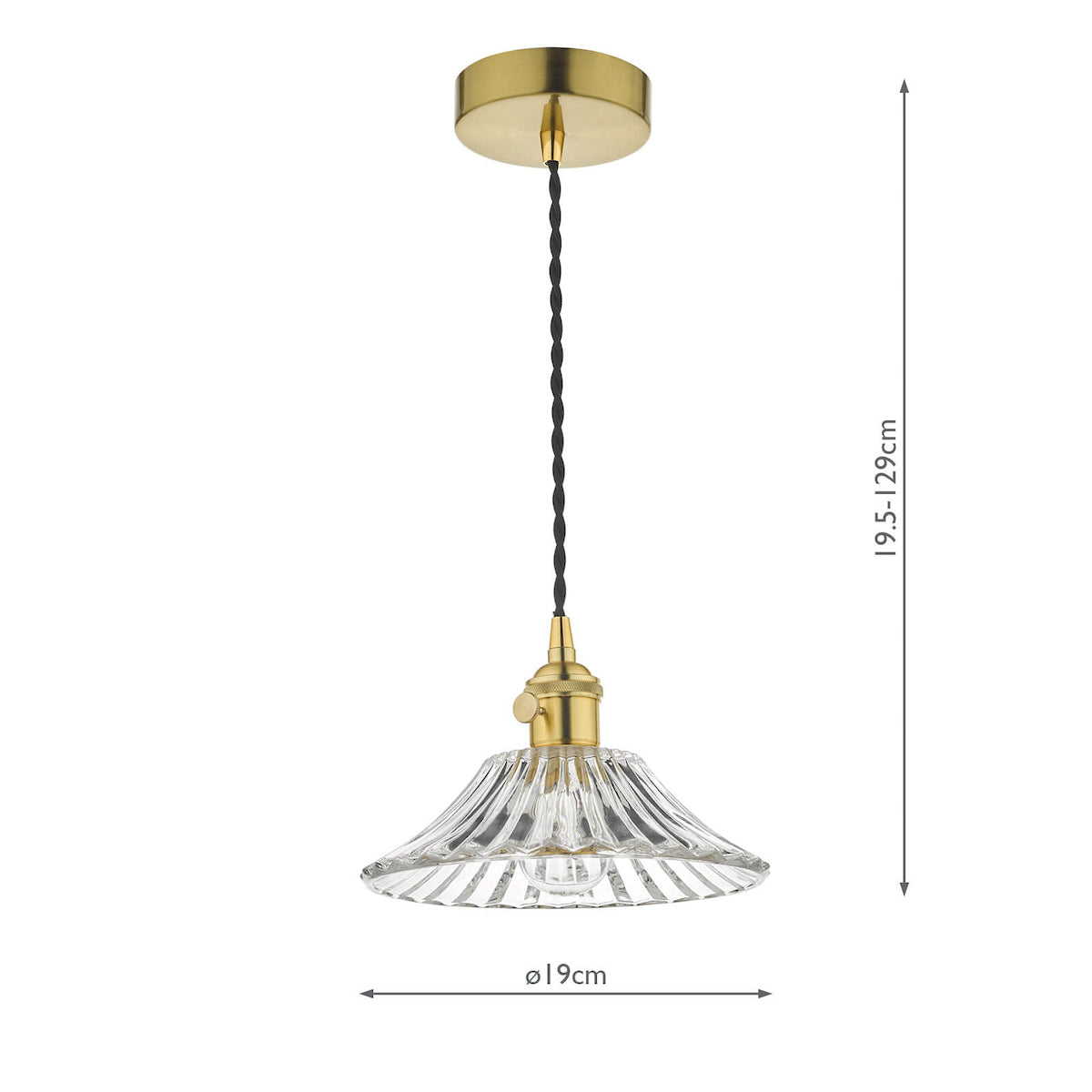 Hadano Pendant Natural Brass With Flared Glass Shade