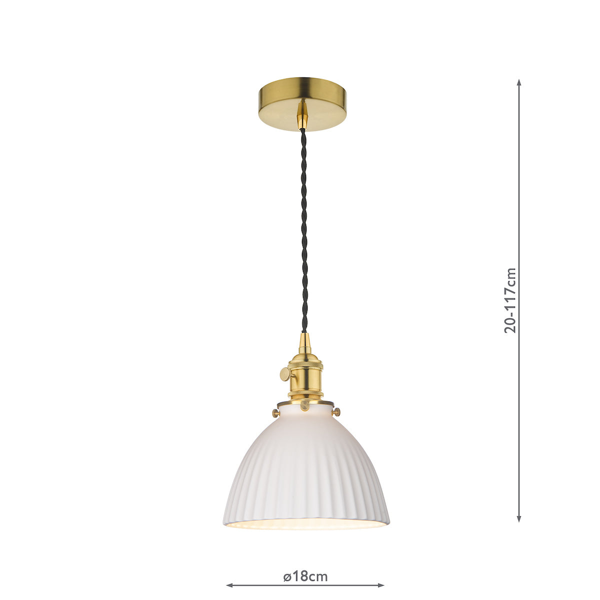 Hadano Pendant Natural Brass & Ceramic Domed Shade