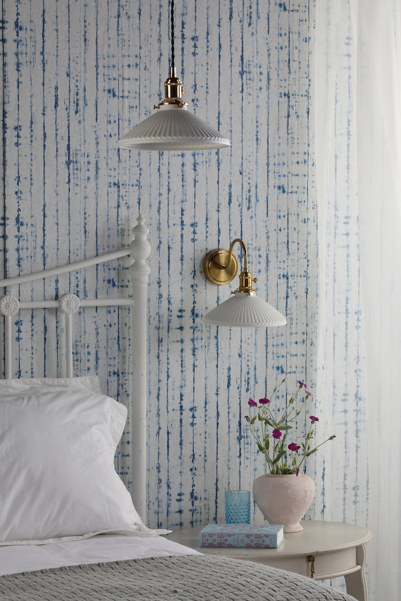 Hadano Pendant Natural Brass & Ceramic Shallow Shade