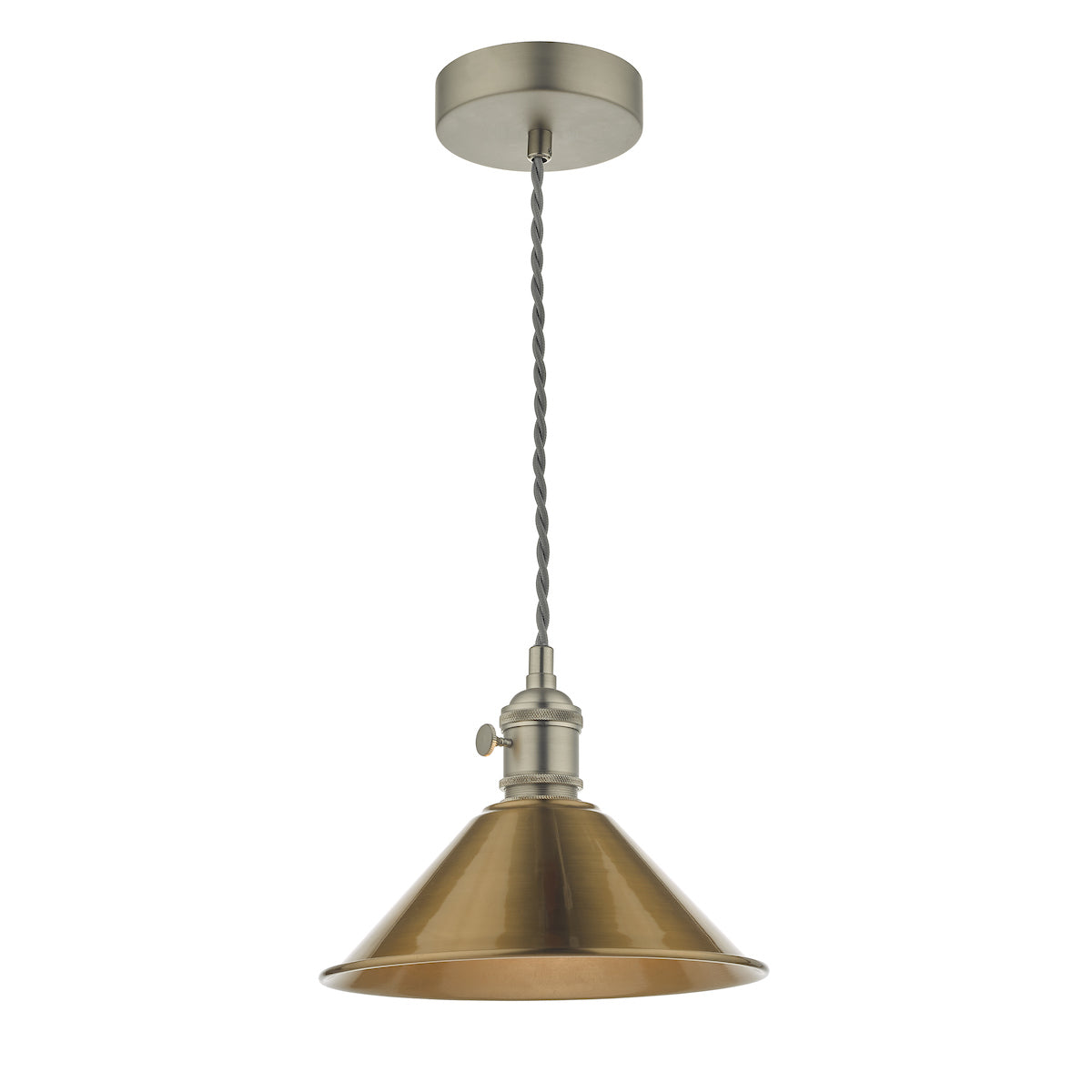 Hadano Pendant Antique Chrome With Aged Brass Shade