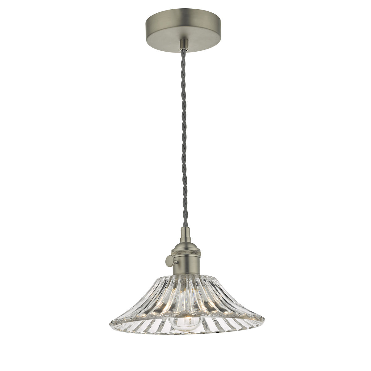 Hadano Pendant Antique Chrome With Flared Glass Shade
