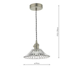 Hadano Pendant Antique Chrome With Flared Glass Shade