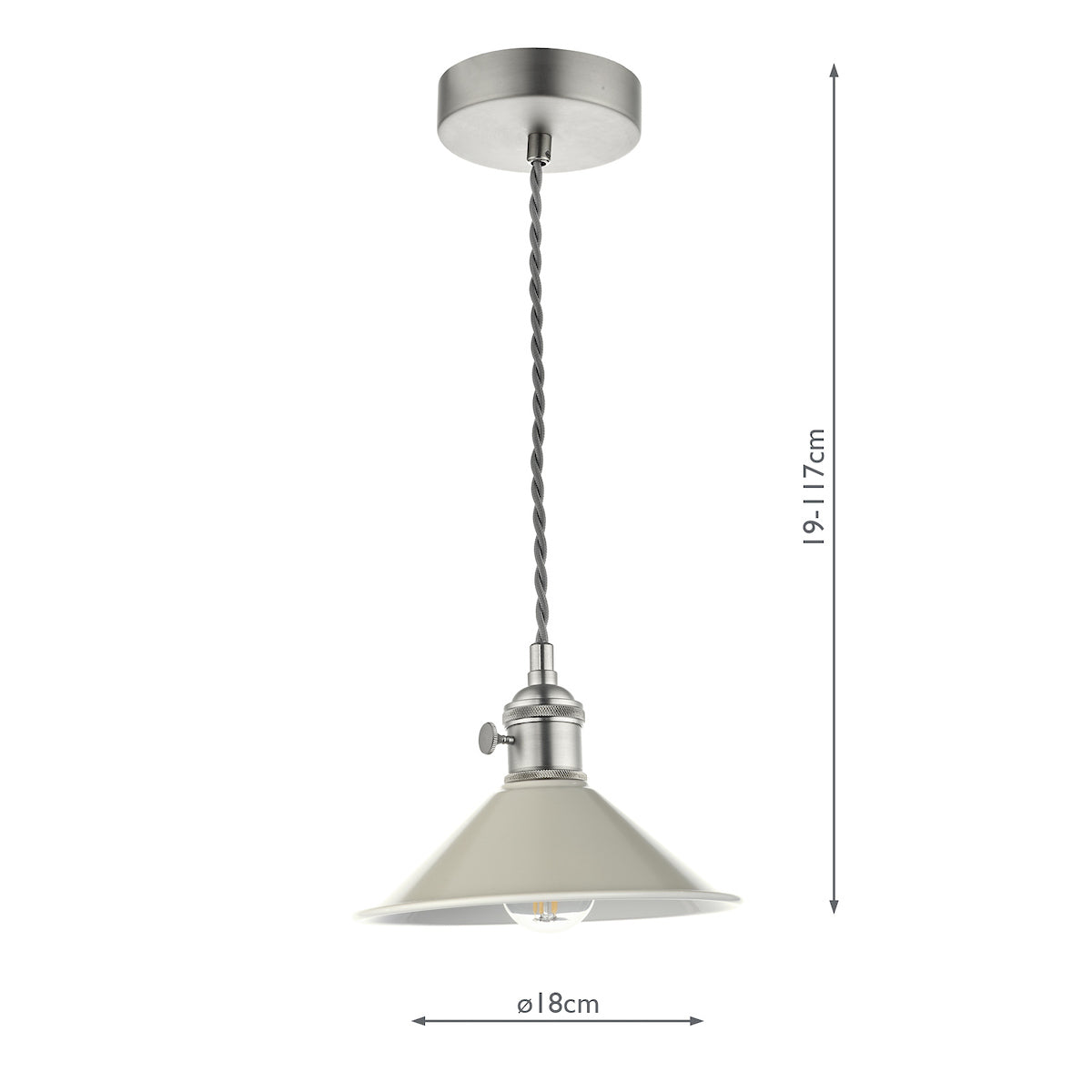Hadano 1 Light Pendant Antique Chrome With Cashmere Shade