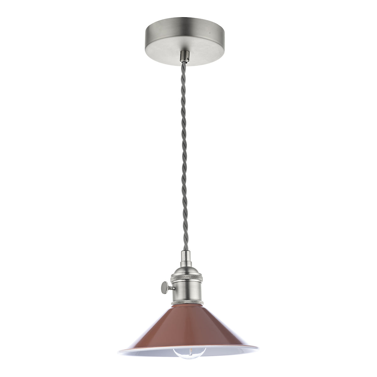 Hadano 1 Light Pendant Antique Chrome With Umber Shade