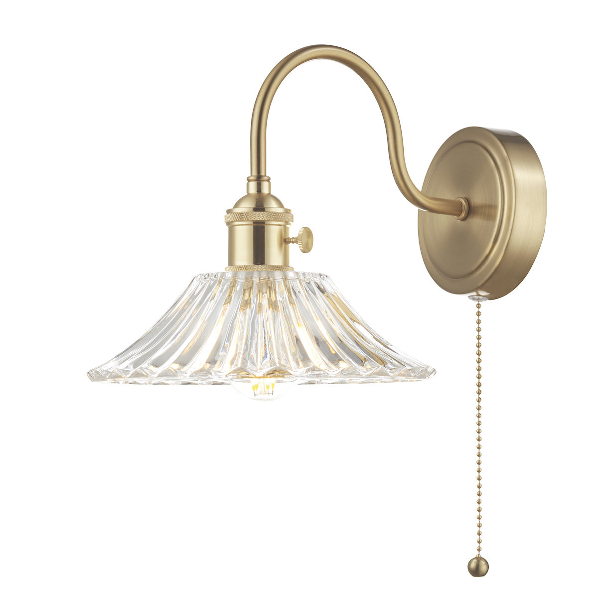 Hadano Wall Light Brass With Clear Flared Glass Shade