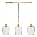 Hadano 3 Light Brass Suspension With Dimpled Glass Shades