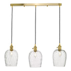 Hadano 3 Light Brass Suspension With Dimpled Glass Shades