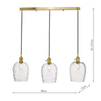 Hadano 3 Light Brass Suspension With Dimpled Glass Shades