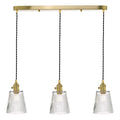 Hadano 3 Light Brass Suspension With Ribbed Glass Shades