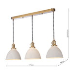 Hadano 3 Light Bar Pendant Natural Brass & Ceramic Domed Shade