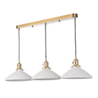 Hadano 3 Light Bar Pendant Natural Brass & Ceramic Shallow Shade