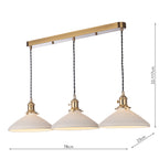 Hadano 3 Light Bar Pendant Natural Brass & Ceramic Shallow Shade