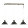 Hadano 3 Light Antique Chrome Suspension With Antique Petwer Shades