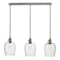 Hadano 3 Light Antique Chrome Suspension With Dimpled Glass Shades