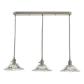 Hadano 3 Light Antique Chrome Suspension With Flared Glass Shades