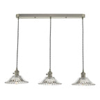Hadano 3 Light Antique Chrome Suspension With Flared Glass Shades