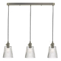 Hadano 3 Light Antique Chrome Suspension With Ribbed Glass Shades