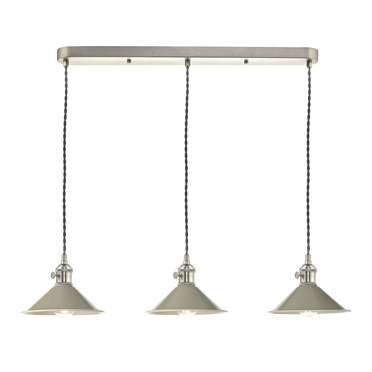 Hadano 3 Light Antique Chrome Suspension With Cashmere Shades