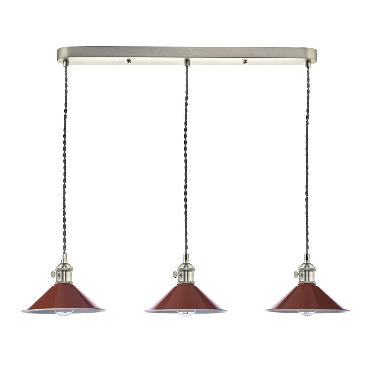 Hadano 3 Light Antique Chrome Suspension With Umber Shades